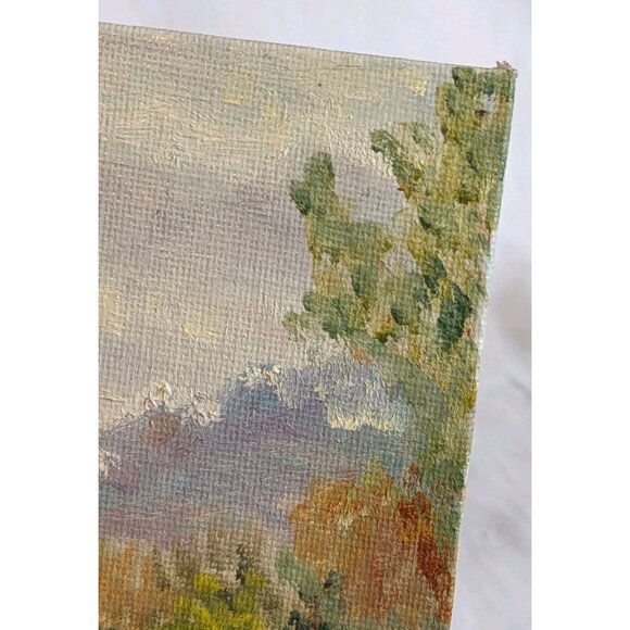 Oil Painting Woman In Countryside Signed Student Artist 8 X 10 Garden Village - Picture 12 of 16